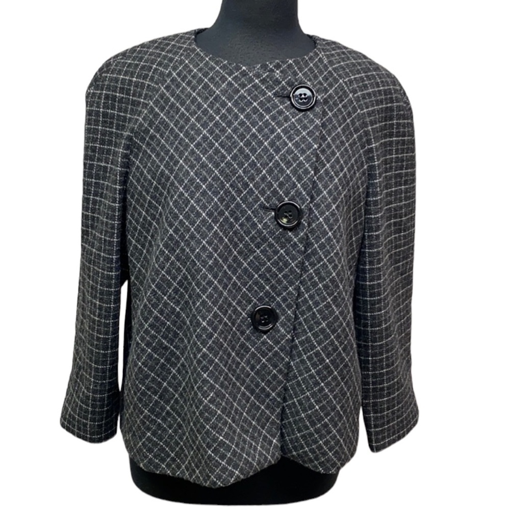 Ak Lambs Wool Asymmetrical Button Closure Swing - image 2